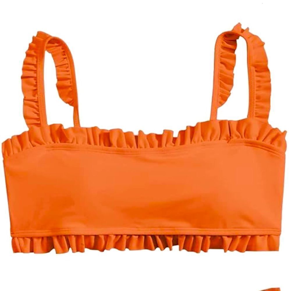 Sweaty Rocks‎ Women’s Copper Color Ruffled Bikini Swim Top, Size M, NWOT